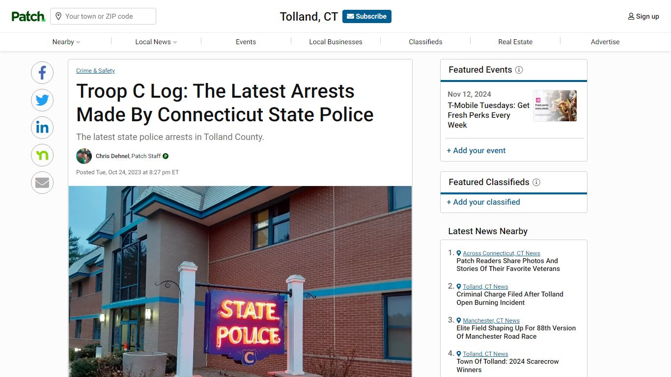 Troop C Log: The Latest Arrests Made By Connecticut State Police - Patch