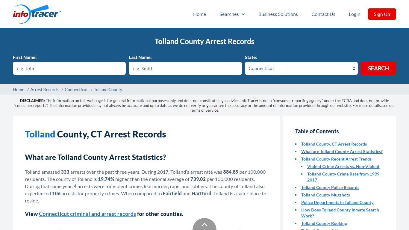 Tolland County, CT Arrests, Mugshots & Jail Records - InfoTracer