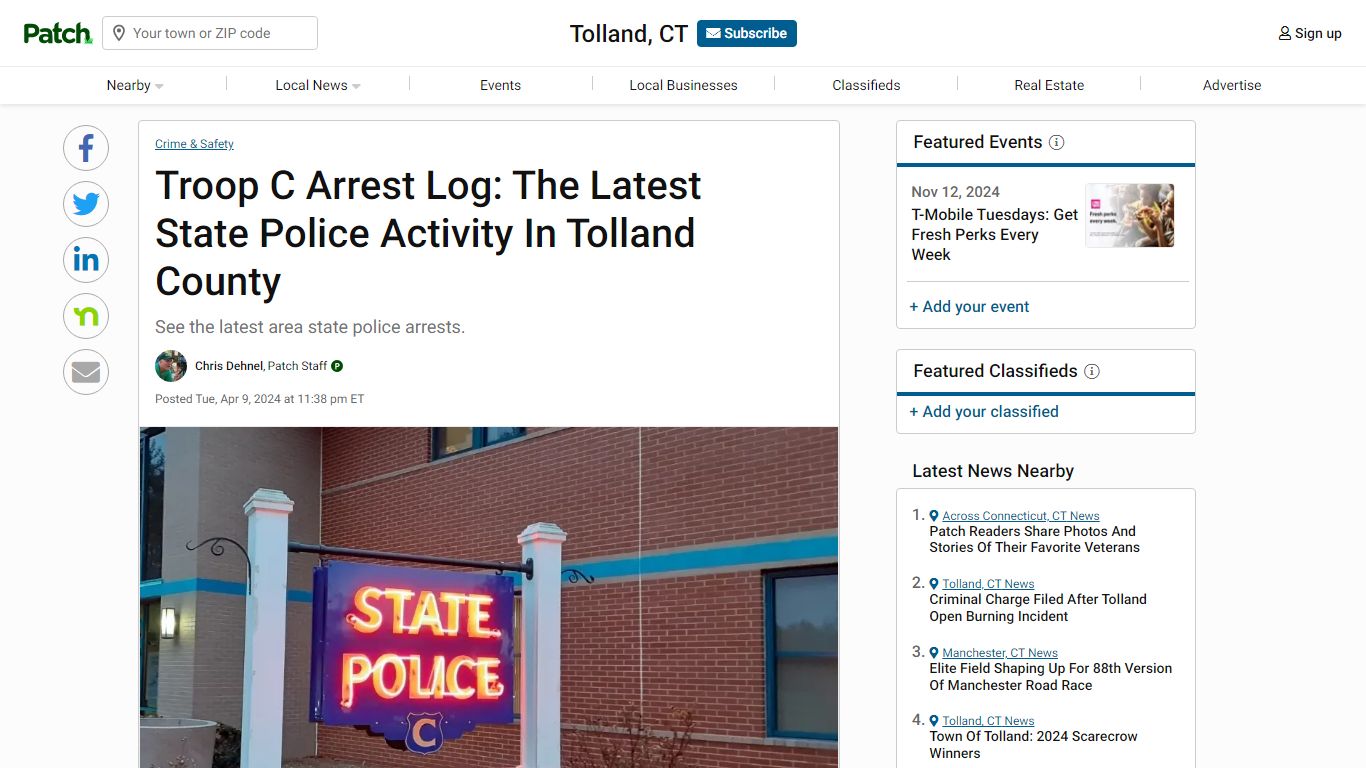 Troop C Arrest Log: The Latest State Police Activity In Tolland County ...